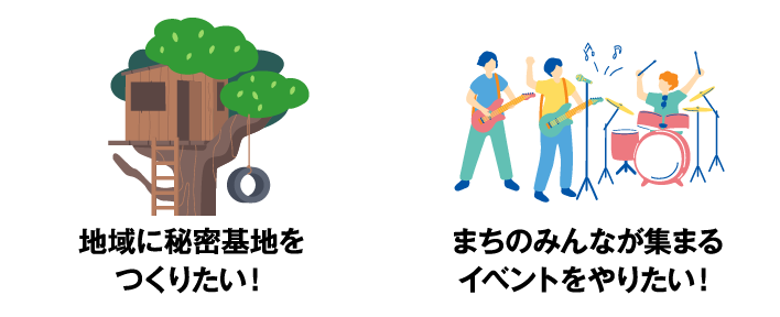 地域に秘密基地をつくりたい、まちのみんなが集まるイベントをやりたい
